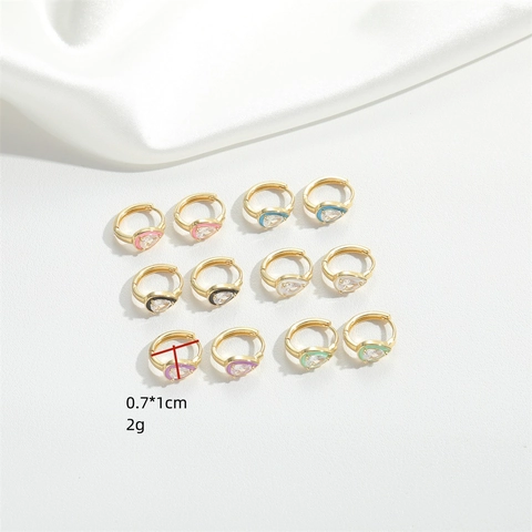 Vintage Copper Waterdrop Zirconia Enamel Stud Earrings For Women Elegant Minimalist Style Fashion Jewelry Earrings