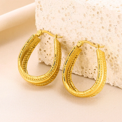 Orecchini a Cerchio Cavi Geometrici in Acciaio Inossidabile per Donna Orecchini a Forma di U Minimalisti Placcati Oro 18K Gioielli