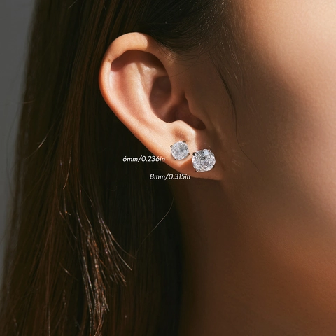925 Sterling Silver Stud Earrings With Octagon Rose Cut Cubic Zirconia Prong Setting Minimalist Romantic Jewelry For Women