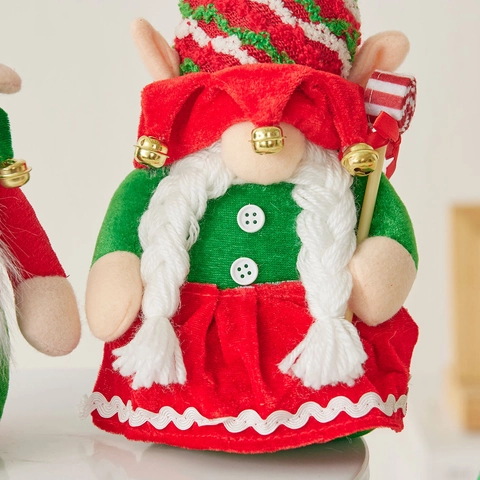 Weihnachtsgnom Plüsch Ornamente Gesichtlose Puppe Rot Grün Gestreifter Hut Gestrickte Handgemachte Heim Tischdekoration Geschenk