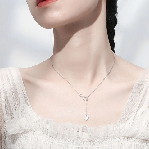 Heart Pendant Necklace Copper Simple Korean Style Clavicle Chain Elegant Jewelry For Women Zircon Artificial Pearl Design