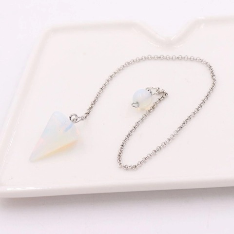 Natural Stone Dowsing Pendulum Necklace Hexagonal Cone Crystal Gemstone Pendant Meditation Divination Healing Jewelry For Women Men