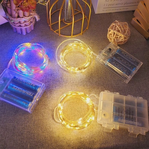 LED Copper Wire String Lights Battery Operated Fairy Lights For Home Wedding Christmas Party DIY Decoration Warm White