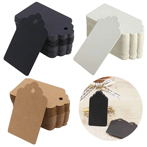Blank Gift Tags Kraft Paper Scalloped Edge Wave Head For Wedding Party Christmas Baking DIY Crafts Hang Labels
