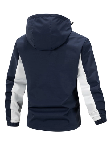 Giacca Con Cappuccio Da Uomo Antivento Color Block Outdoor Casual Cerniera Tasche Multiple Capispalla Leggeri Moda