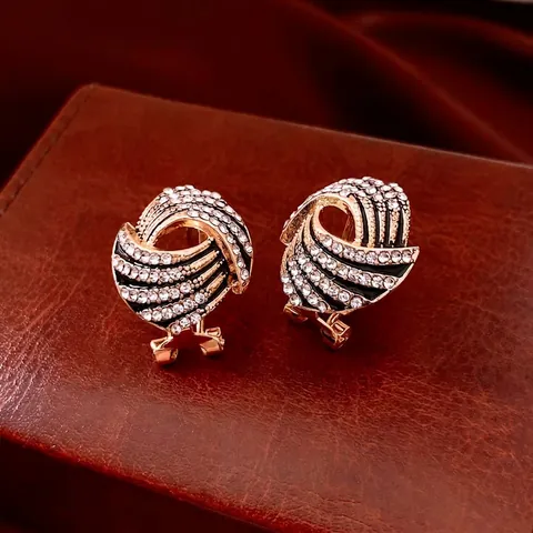 Orecchini A Lobo Vintage A Spirale Con Strass E Smalto Per Donna Lega Retro Placcato Oro Perno In Argento