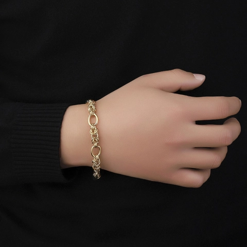 Chunky Chain Bracelet For Women Gold Color Metal Braided Textured Rings Spliced Oval Links Retro Industrial Fashion Jewelry