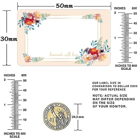 Floral Label Stickers Blank Writing Tags Self Adhesive For Kitchen Food Storage Jar Organization Gift Wrapping Decorative