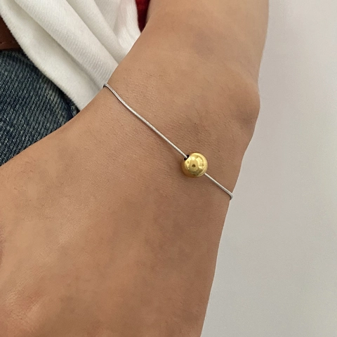 Collana Minimalista In Acciaio Inossidabile Con Catena A Serpente E Pendente A Sfera Dorata Chiusura Scorrevole Regolabile Gioielli