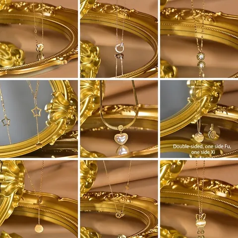 Collana Con Ciondolo In Acciaio Inossidabile Elegante Geometrico Cuore Stella Animale Gioielli Per Donna