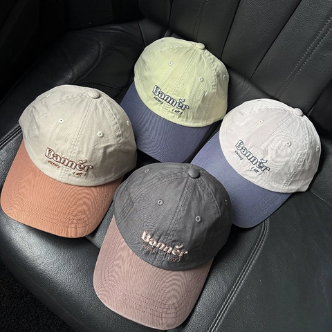 Gorra De Béisbol Con Letras Bordadas 100% Algodón Color Block Ajustable Retro Casual Sombrero De Sol Para Hombre Mujer