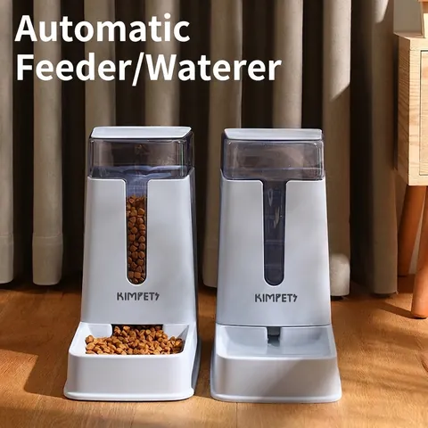 Automatic Pet Feeder And Waterer Gravity Food Water Dispenser PP Plastic Large Capacity Transparent Tank For Cats Dogs