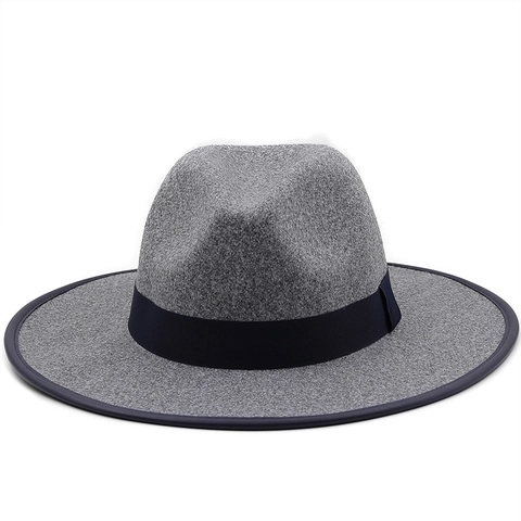 Cappello Fedora In Feltro Di Lana Tesa Larga Stile Western Cowboy Con Bordi In Pelle Elegante Per Uomo Donna Casual