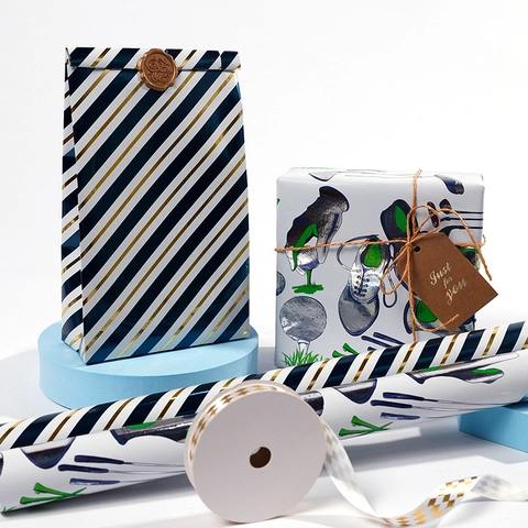 Metalen Elegant Cadeaupapier Rol Gealuminiseerd Papier Bloemen Gestreepte Golf Patroon Vader Moederdag Verjaardag Valentijnsdag