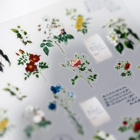 Vintage Floral Nail Art Stickers Self Adhesive PET Transparent Matte Thin Rose Design DIY Manicure Decoration