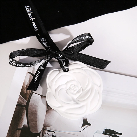Rose Shaped Gypsum Fragrance Hanging Tablet Plaster Diffuser With Black Ribbon For Closet Wardrobe Car Home Decor