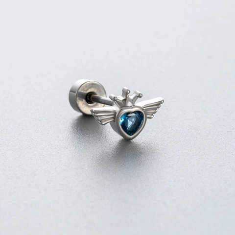 Titanium Stalen Helix Stud Oorbellen Met Blauwe Zirkonia En Opaal Piercing Sieraden Hart Vlinder Saturnus Voor Dames