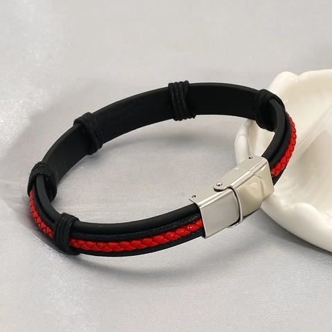 Vintage Geflochtenes Lederarmband Mit Edelstahlverschluss Punk Casual Mode Schmuck Für Männer Und Frauen