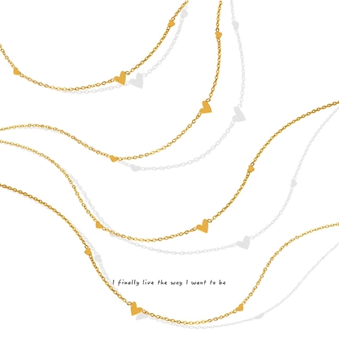 Collana Girocollo Con Pendente A Cuore In Acciaio Al Titanio Minimalista Placcata Oro 18K Gioielli