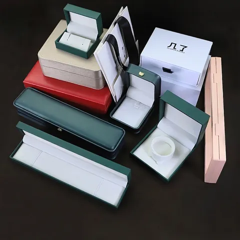 Elegante Sieraden Geschenkdoos Voor Ketting Ring Oorbel Opslag Luxe PU Leer Kraftpapier Display Verpakking Case Organizer