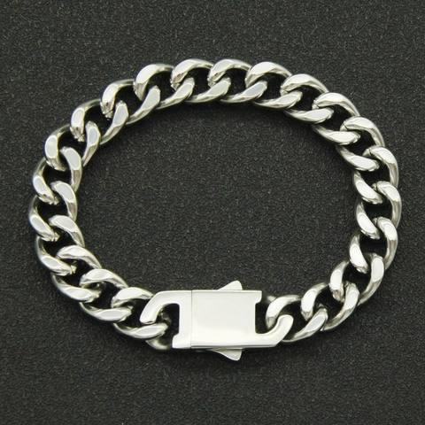 Men's Hip Hop Oversized Cuban Link Bracelet Titanium Steel Polished Punk Biker Chain Bracelet For Men Jewelry Accessories