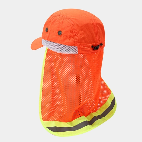 Reflektierender Sicherheits Sonnenhut Hohe Sichtbarkeit Atmungsaktives Mesh Nackenschutz Outdoor Arbeit Polyester Spandex