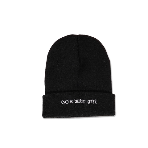 00's Baby Girl Embroidery Beanie Hat Acrylic Knitted Warm Winter Cap Y2K Streetwear Gothic Style For Women Men