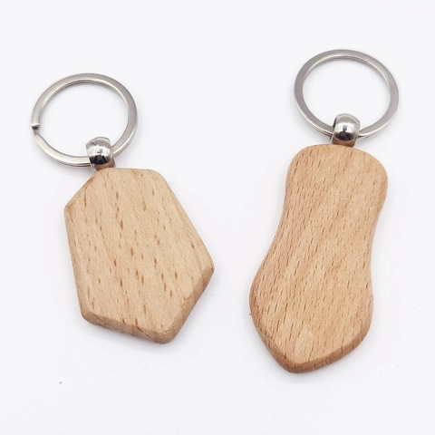 Minimalistische Beukenhout Sleutelhanger Blanco Natuurlijke Houtnerf DIY Graveren Houten Sleutelhanger Hart Rond Vierkant Hanger