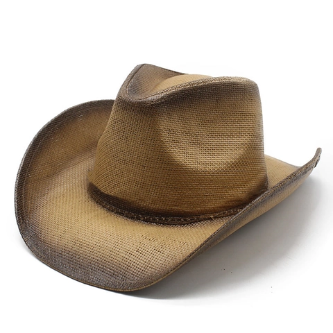 Retro Western Cowboy Straw Hat Wide Brim Sunshade Breathable Paper Straw For Summer Beach Outdoor Travel