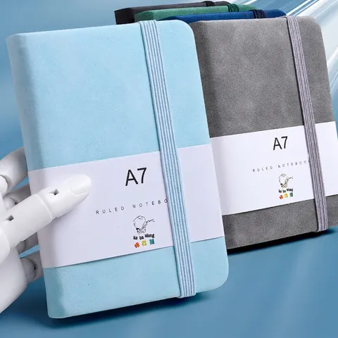 Small Ruled Notebook PU Leather Hardcover Portable Pocket Diary With Elastic Strap For Writing Daily Notes