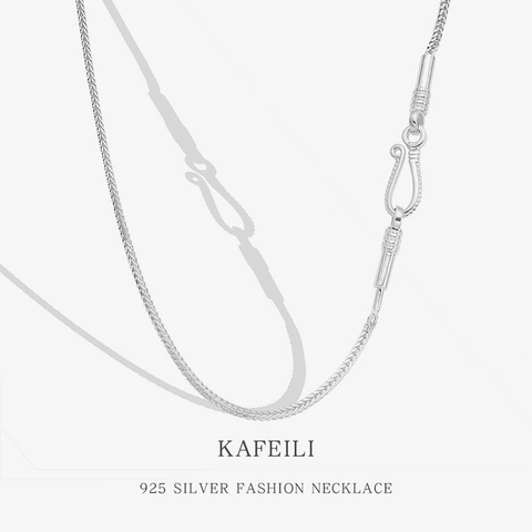 Minimalist 925 Sterling Silver Foxtail Chain Necklace For Women Dragon Bone Spiral Clasp Clavicle Plain Chain Jewelry Gift