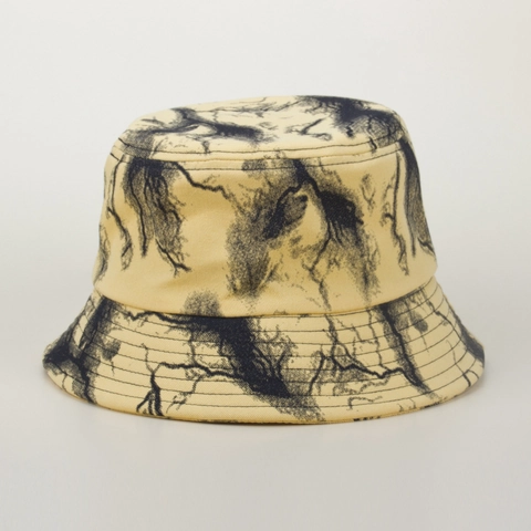Chapeau Bob Toile De Coton Protection Solaire Extérieur Pliable Marbre Imprimé Éclair Unisexe Chapeau De Soleil