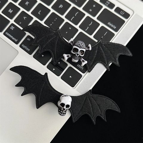Bat Wing Skull Hair Clips Gothic Halloween Party Accessories Felt Resin Duckbill Hairpins Punk Hip Hop For Women Girls