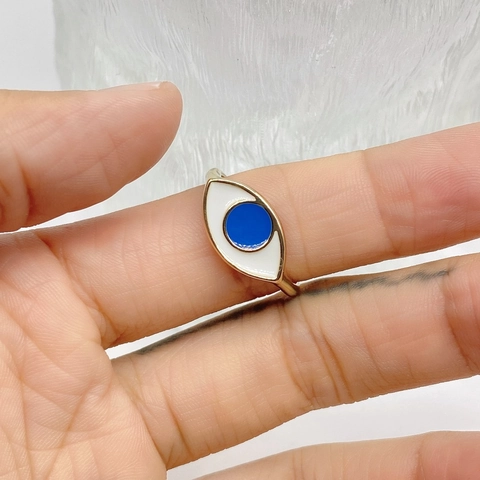 Evil Eye Offener Ring Kupfer Vergoldet Verstellbar Emaille Vintage Mode Schmuck Für Damen Mädchen