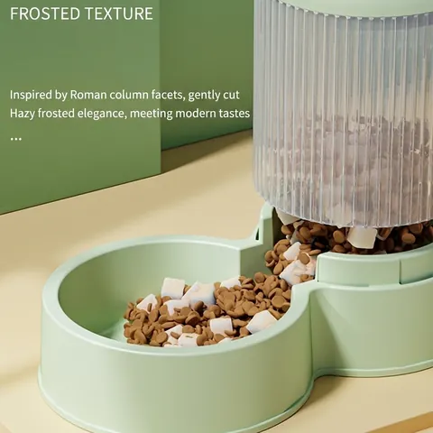 Automatic Pet Feeder And Waterer Dispenser Gravity Supply PP PET Plastic Roman Column Texture For Cats And Dogs Home