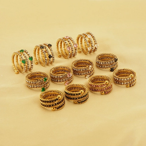 Multi Layer Ring 18K Vergoldet Edelstahl Herz Zirkon Nische Design Verstellbar Mode Schmuck Für Frauen