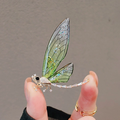Fashionable Butterfly Dragonfly Flower Brooch Pin For Women Acrylic Alloy Rhinestone Elegant Decorative Jewelry Accessory