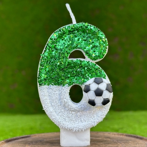 Nummer Geburtstagskerze Fußball Thema Paraffinwachs Grüner Glitzer Fußball Sport Tortenaufsatz Für Partyfeier