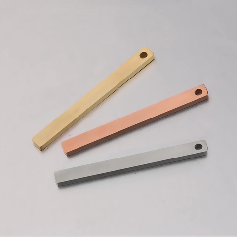 Stainless Steel Rectangle Pendant DIY Jewelry Accessory Mirror Polished Geometric Blank Bar Charm For Crafting