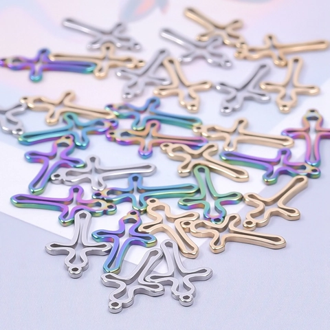 Minimalistischer Hohlkreuz Anhänger Aus 304 Edelstahl Vakuum Beschichtet DIY Schmuck Charms Mode Accessoire Für Damen