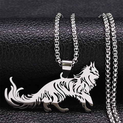 Roestvrijstalen Hanger Ketting Holle Dier Cat Wolf Silhouette Hip Hop Punk Sieraden Voor Mannen Vrouwen
