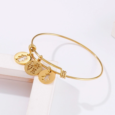 Pulsera Brazalete De Acero Inoxidable Ajustable Con Charms Huecos Niño Niña Love Joyería De Moda Regalo Para Mujer