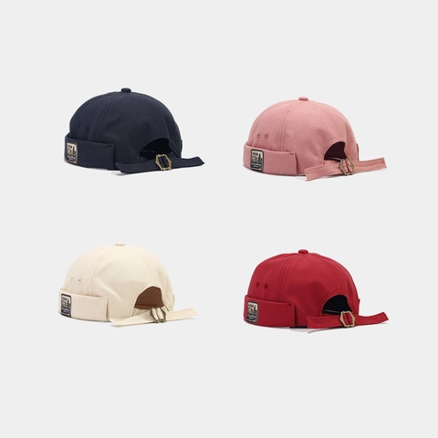 Berretto Docker Vintage Senza Tesa 100% Cotone Regolabile Skullcap Miki Beanie Streetwear Tinta Unita Uomo Donna Retro Sailor Cap