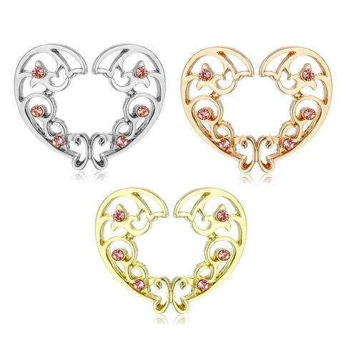 Clip De Pezón En Forma De Corazón De Aleación Con Pedrería Rosa Sin Perforación Joyas Corporales Para Mujeres Estilo Sexy