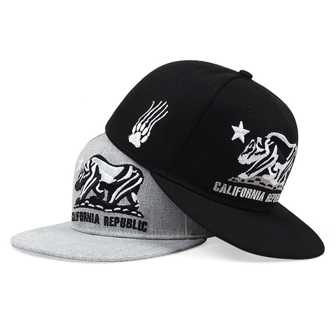 Cappello Snapback California Republic Ricamo Orso Stella Tesa Piatta Twill Cappello Da Baseball Hip Hop Regolabile Protezione Solare