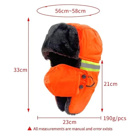 Winter Uschanka Winddicht Polyester Webpelzfutter Reflexstreifen Und Abnehmbare Maske Für Wärme Im Freien Unisex