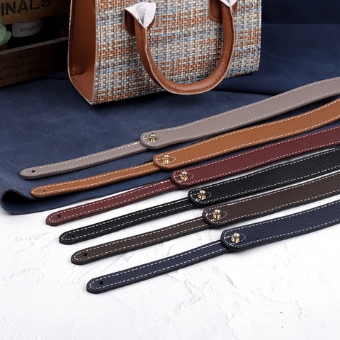 PU Leather Bag Strap Replacement Lychee Pattern Wide Shoulder Strap With Gold Studs For Underarm Crossbody Bags DIY Accessories