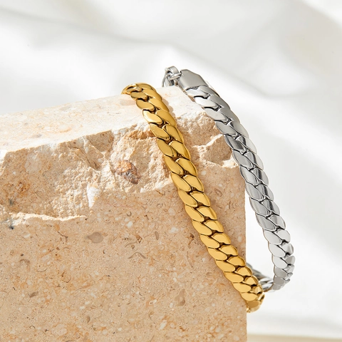Edelstahl Curb Gliederkette Armband Mode Minimalistischer Schmuck Für Damen Paare