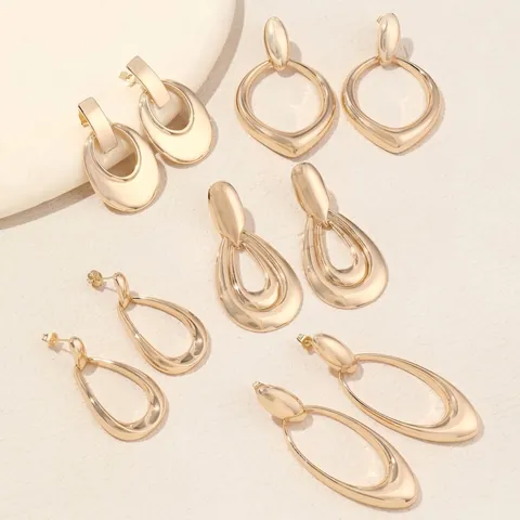 Übertriebene Leichte Luxus Kupfer Ohrringe Für Damen Unregelmäßige Geometrische Hängeohrringe High Sense Middle East Stil Gold Silber Statement Schmuck
