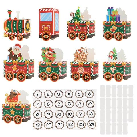 Calendario De Adviento De Navidad Cajas De Regalo Tren Cartón Embalaje De Caramelos Para Decoración Festiva DIY